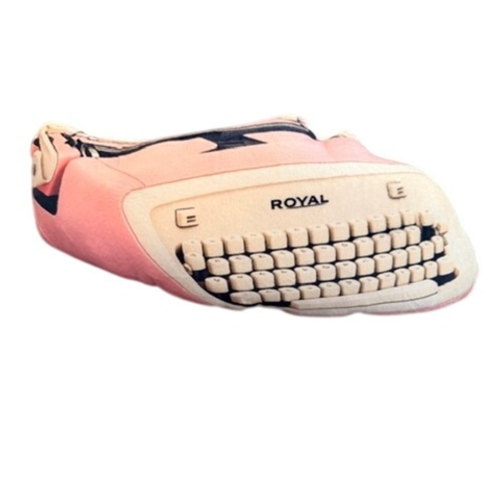 Royal Typewriter Plush Decorative Pillow Pink Retro Vintage Novelty Cushion